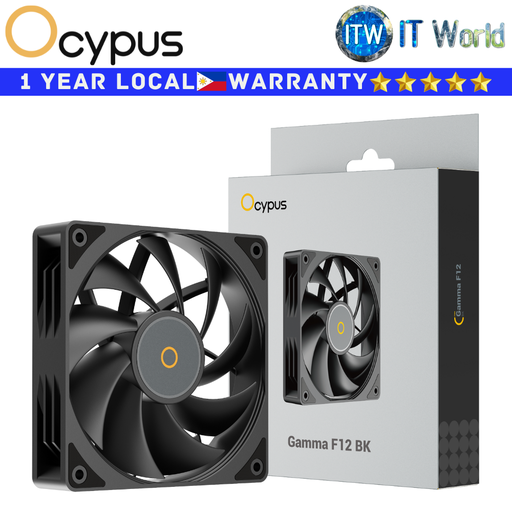 [GAMMA-F12-BK1NN00X-GL] Itw | Ocypus PC Fan Gamma F12 Quiet Cooling Hydraulic Bearing Single Fan (Black | White)