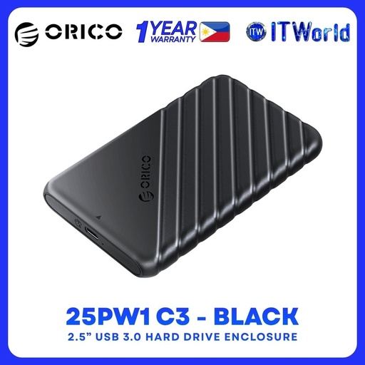 [25PW1-C3 Black] ORICO 25PW1-C3 2.5" HDD/SSD Enclosure - USB-C / 5Gbps - Black
