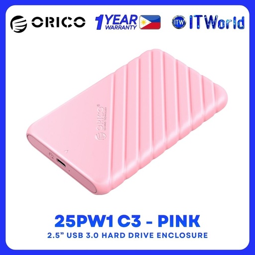[25PW1-C3 Pink] ORICO 25PW1-C3 2.5" HDD/SSD Enclosure - USB-C / 5Gbps - Pink