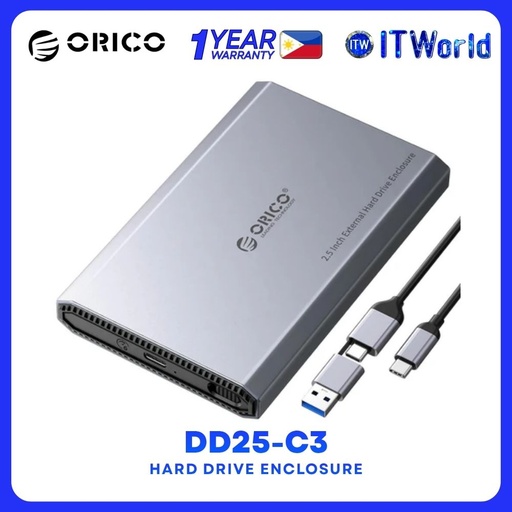 [DD25-C3-GY-BP] Orico DD25-C3 Support 2.5-inch External SATA SSD/HDD Hard Drive Enclosure Gray DD25-C3-GY-BP