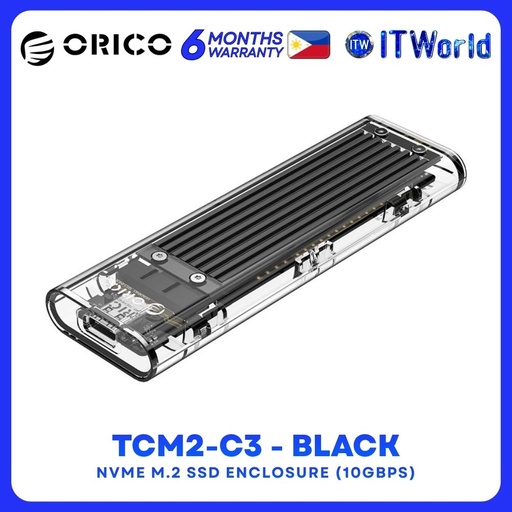 [TCM2-C3 BLACK] ORICO TCM2-C3 NVMe M.2 SSD Enclosure - USB-C / 10Gbps / Aluminum - Black