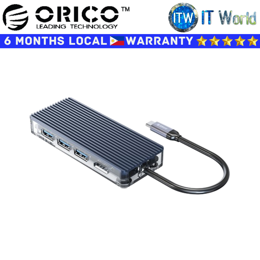[WB-6TS-GY-BP] Orico USB Hub Docking Station Type-C 6 in 1 Transparent Hub (WB-6TS-GY-BP)