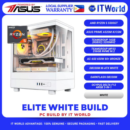 [Elite White Build] Elite White PC Build - ASUS Prime A520M-K, R5 5500GT, 16GB RAM, 256GB SSD Build by itw