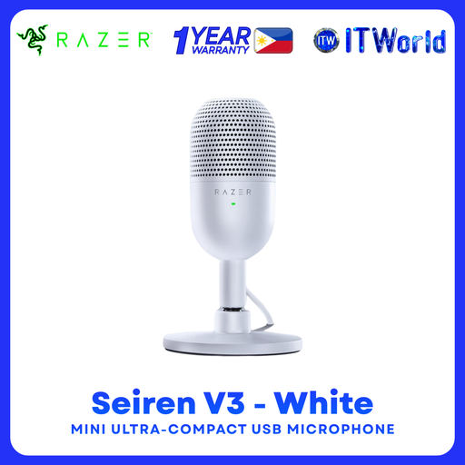 [RZ19-05050300-R3M1] Razer Seiren V3 Mini USB Mic - Supercardioid Tap-to-Mute - RZ19-05050300-R3M1 / White