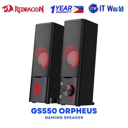 [GS550 ORPHEUS] Redragon GS550 Orpheus Full-Range 2.0 Channel Stereo PC Gaming Speaker - Black