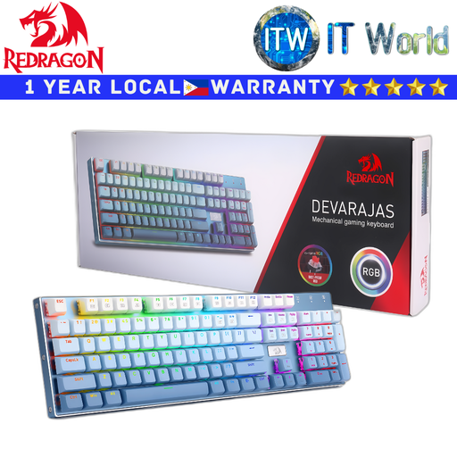 [K556GWB-RGB RED] Redragon Gaming Mechanical Wired Keyboard K556 Devarajas Hot-Swappable Red Switches