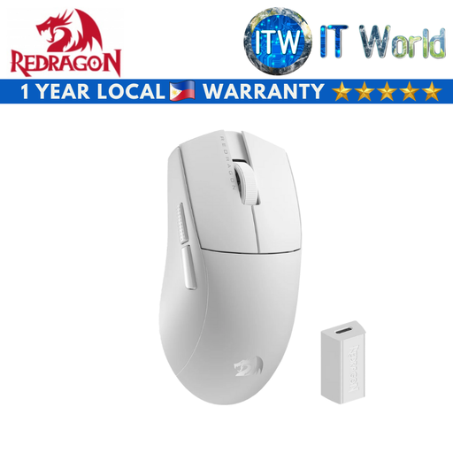 [REDRAGON M916- KING PRO 4K WHITE] Redragon M916 K1ng 4K Pro Ultra Light-Weight Wireless e-sport Gaming Mouse (Black | White | Pink) (White)