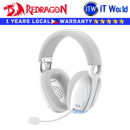 [H878WG WHITE] Redragon Wireless Bluetooth Gaming Headset Headphone Skuld PRO H878 3-Mode with Backlight (White)