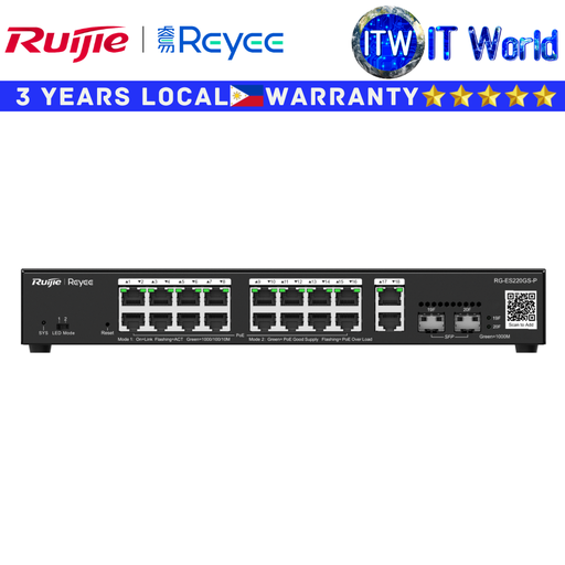 [RG-ES220GS-P(US)] Ruijie RG-ES220GS-P 20 Port Gigabit Smart Cloud Managed PoE Switch 