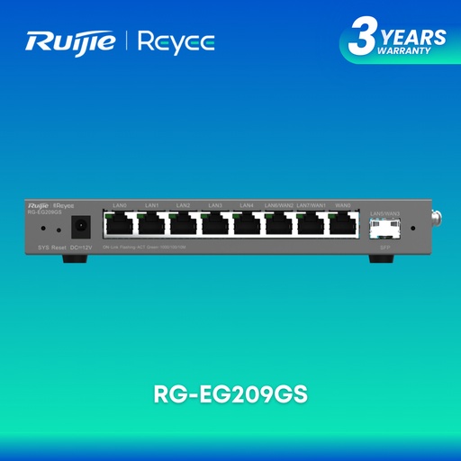 [RG-EG209GS] Ruijie Reyee RG-EG209GS | 9-Port Gigabit Cloud Managed SFP Router | itw
