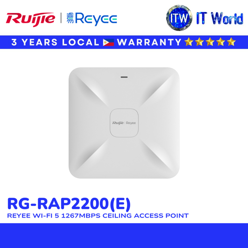 [RG-RAP2200 (E)] Ruijie Reyee RG-RAP2200(E) | Wi-Fi 5 1267Mbps Ceiling Access Point | itw