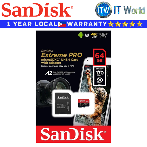 [SDSQXCU-064G-GN6MA] SanDisk SD Card Memory Card 64GB Extreme Pro microSDXC UHS-I Card (SDSQXCU-064G-GN6MA)