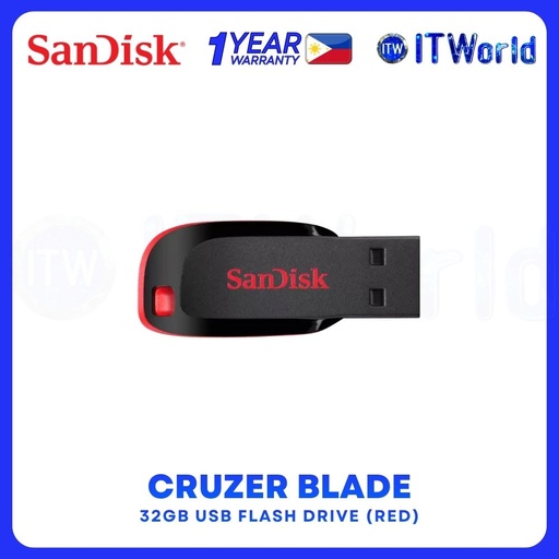 [SDCZ50-032G-B35] SanDisk SDCZ50-032G-B35 Cruzer Blade USB 2.0 Flash Drive 32GB Red itw