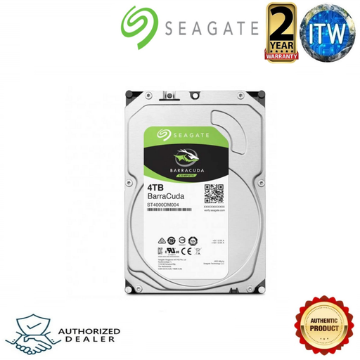 [Seagate BarraCuda 4TB 3.5in] Seagate BarraCuda 4TB 3.5" 5400 RPM 128MB Cache SATA 6.0Gb/s Hard Drive for Desktop, servers, and DAS (ST4000DM004)