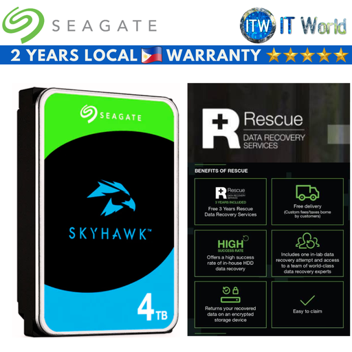 [ST4000VX016] Seagate Skyhawk Hard Drive HDD 4TB 3.5" 5400RPM 256MB Cache SATA 6Gb/s Internal (ST4000VX016)