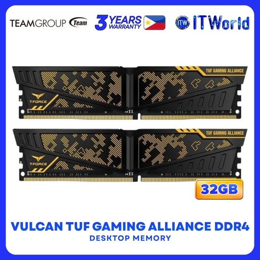 [TLTYD432G3200HC16FDC01] Teamgroup Vulcan TUF Gaming Alliance 32GB (2x16GB) DDR4-3200 Desktop Memory TLTYD432G3200HC16FDC01