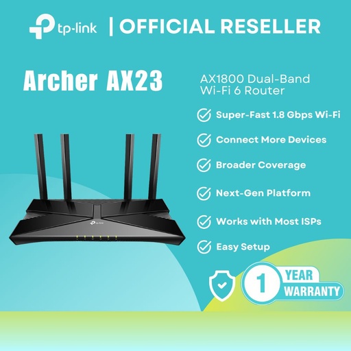 [ARCHER AX23] TP-Link Archer AX23 AX1800 Dual-Band Wi-Fi 6 Router