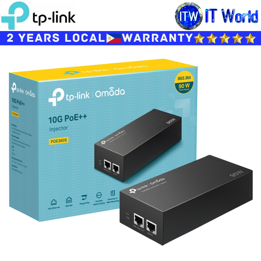 [POE380S] TP-Link PoE++ Injector POE380S Omada Plug & Play Durable Metal Casing Integrated Power Supply