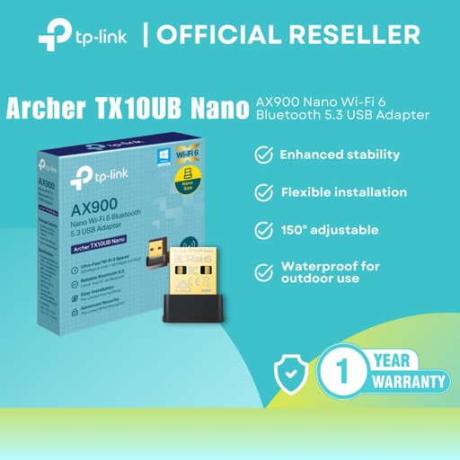 [Archer TX10UB Nano] TP-Link Wireless USB Adapter Archer TX10UB AX900 Nano Wi-Fi 6 Dual-Band Bluetooth 5.3 2E6