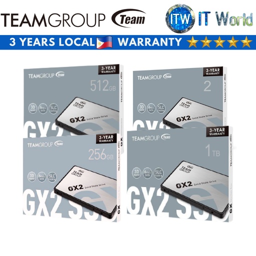 [T253X2002T0C101] TeamGroup GX2 2.5" 3D NAND SATA III 6Gb/s Internal SSD (2TB)