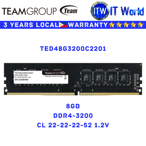 [TED48G3200C2201] Itw | Teamgroup Elite DDR4-3200Mhz CL22-22-22-52 Desktop Memory (8GB/16GB)