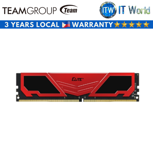 [TPRD48G3200HC22BK RED/BLACK] Teamgroup Elite Plus 8GB(1x8) DDR4-3200 CL22 Desktop Memory RAM (Red/Black) (TPRD48G3200HC22BK RED/BLACK)