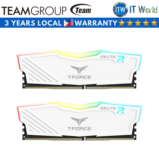 [TF4D416G3600HC18JDC01] Teamgroup T-Force Delta RGB 16GB (2x8GB) DDR4-3600Mhz CL18 Gaming Desktop Memory (White)