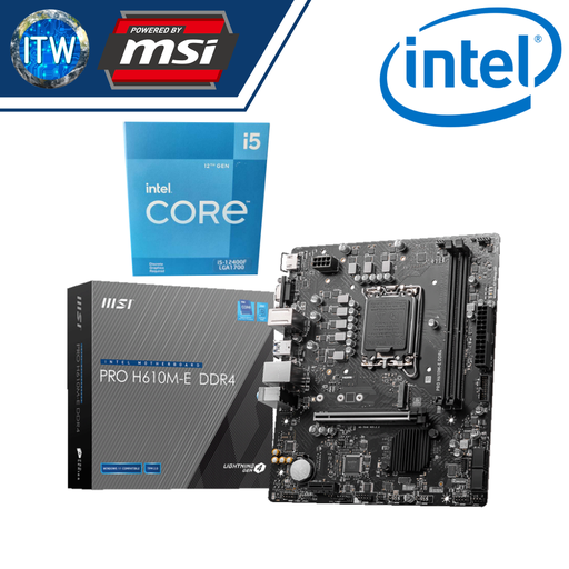 [i5 12400f/H610M-E Pro] i5-12400F Processor w/ MSI Pro H610M-E Micro-ATX LGA1700 DDR4 Motherboard Bundle
