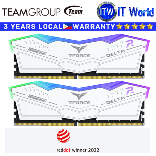 [FF4D532G6000HC38GDC01] Teamgroup T-Force Delta RGB White 32GB (2x16GB) DDR5-6000Mhz RAM (FF4D532G6000HC38GDC01)