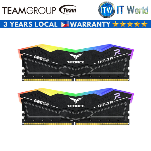[FF3D532G6400HC32ADC01 (black)] Teamgroup T-Force Delta RGB 32GB(2x16GB) CL32 6400Mhz DDR5 Desktop Memory (Black | White) (Black)