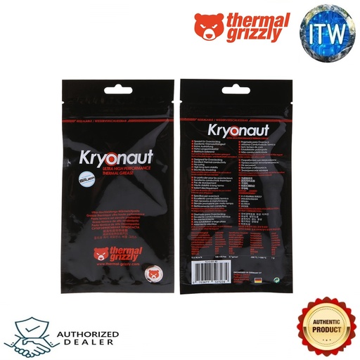 [Thermal Grizzly Kryonaut 1.5ml/5.55g (TG-K-015-R)] Thermal Grizzly Kryonaut Ultra High Performance Thermal Paste 1.5ml/5.55g (TG-K-015-R)