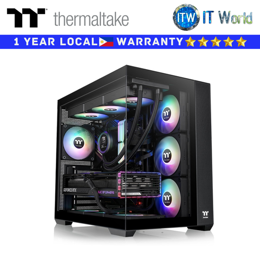 [CA-1Z2-00M1WN-00 Black] Thermaltake ATX Computer View 380 TG ARGB Mid Tower Dual Chamber (Black)