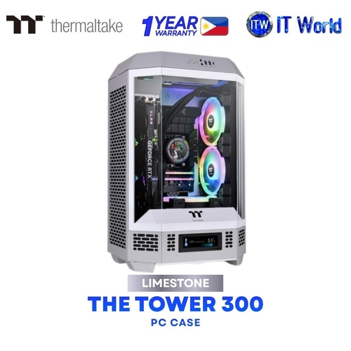 [CA-1Y4-00SIWN-00 Limestone] Thermaltake The Tower 300 Micro Tower Tempered Glass PC Case - Limestone CA-1Y4-00SIWN-00