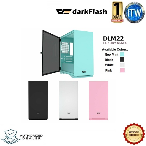 [DARKFLASH DLM22 WHITE] Darkflash DLM22 MicroATX Computer Case with Door Opening Tempered Glass Side Panel (White) (White)