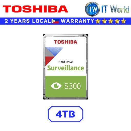 [TOSHIBA S300 4TB] Toshiba Hard Drive HDD S300 Surveillance 3.5" SATA 6Gbit/s Internal (4TB)