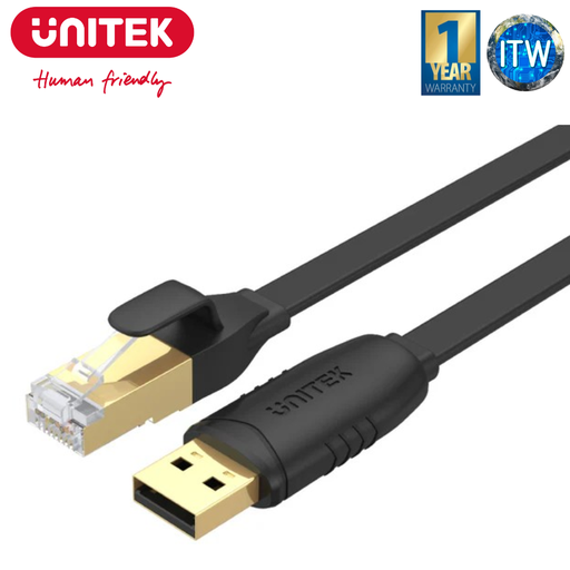 [Y-SP02001B] Unitek Cable 1.8Meters USB 2.0 to RJ45 Console Rollover Flat Gold-Plated Cable (Y-SP02001B)