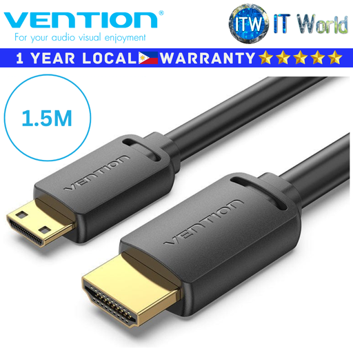 [AGHBG 1.5M] Vention Cable AGH HDMI-C Male to HDMI-A Male HD Gold Plated PVC Type (1.5M)