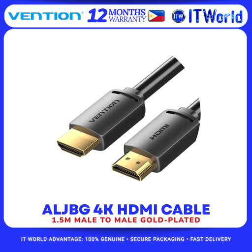 [ALJBG 1.5M] Vention ALJBG 4K HDMI Cable 1.5M Male to Male Gold-Plated / PVC Material Ultra HD Display HDMI itw