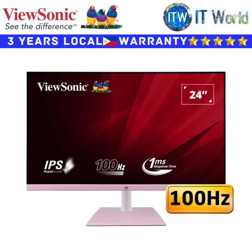 [VA2436-H-PN] Viewsonic Monitor VA2436-H-PN 24" 100Hz / 1920 x 1080 FHD / IPS / 1ms Flicker-free (Pink)