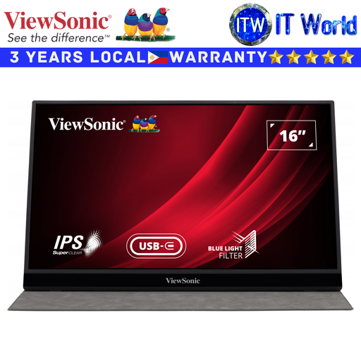 [VG1655 60Hz] Viewsonic Portable Monitor VG1655 16" 1920x1080 FHD / 60Hz / IPS / 6.5ms / USB-C / Anti-Glare