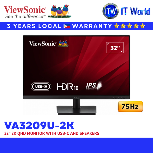 [VA3209U-2K] ViewSonic VA3209U-2K | 32” 2K QHD / USB-C / 75Hz / HDR10 / Built-in Speakers