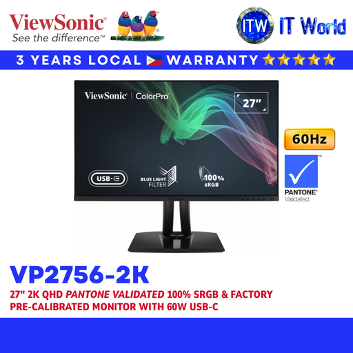 [VP2756-2K] Viewsonic VP2756-2K ColorPro 27" 2560×1440 QHD / 60Hz / IPS / 5ms GTG (VP2756-2K) | itw