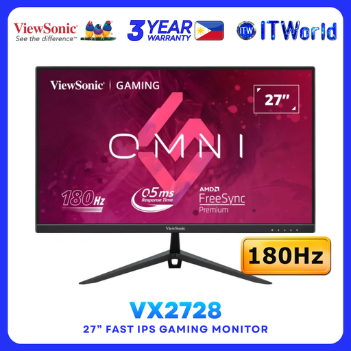 [VX2728-180Hz] ViewSonic VX2728 - 27" 1920×1080 FHD 180Hz Fast IPS Gaming Desktop Monitor