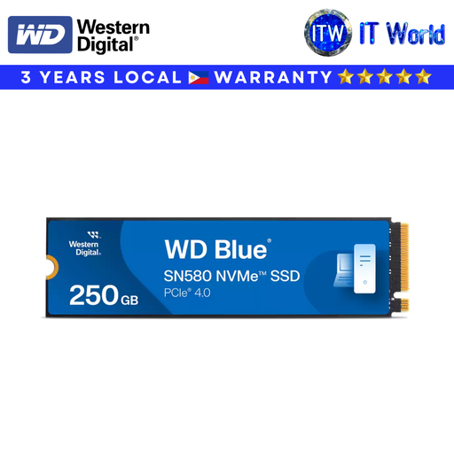 [WDS250G3B0E-00CHF0] Western Digital WD Blue SN580 250GB NVMe M.2 SSD PCIe Gen 4 High Speed Solid State Drive for Laptop & Desktop WDS250G3B0E-00CHF0 itw