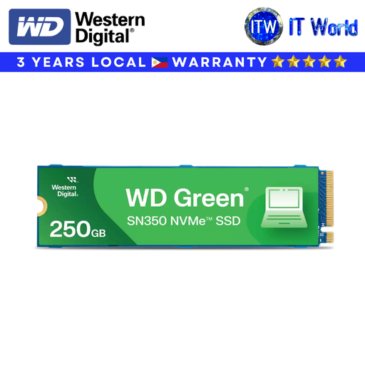 [WDS250G2G0C-00CDH0] Western Digital WD Green SN350 250GB NVMe M.2 Internal SSD PCIe Gen 3 High Speed Solid State Drive for Laptop & Desktop WDS250G2G0C-00CDH0 itw