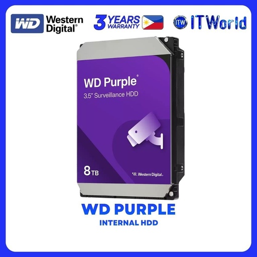 [WD85PURZ] Western Digital Purple 8TB 3.5-inch 5640RPM 256MB Cache Internal Hard Drive HDD - WD85PURZ