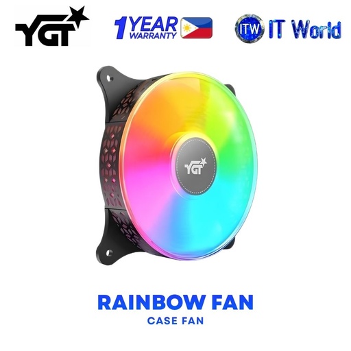 [Rainbow FAN #1290 Black] YGT Rainbow Fan #1290 Hydraulic Brushless Single PC Case Fan - Black