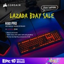 CORSAIR K60 PRO Mechanical Gaming Keyboard Red LED CHERRY VIOLA — Black (CH-910D029-NA)