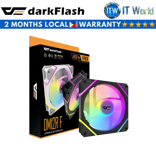 [DM12R F SINGLE FAN BLACK] darkFlash DM12R F Reversible Blade Cooling Single Fan (Black)