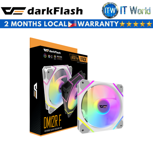 [DM12R F SINGLE FAN WHITE] darkFlash DM12R F Reversible Blade Cooling Single Fan (White)